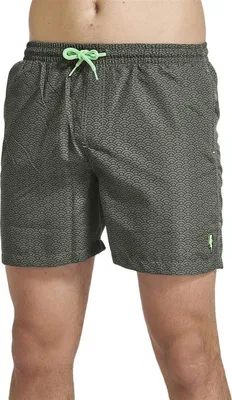 Produktbild von THE PEOPLE REP. Herren moderne Badeshorts / weite Badehose mit praktischer Tasche in angesagten Prints, Militarygrün mit Wellenmuster, Gr. XXL