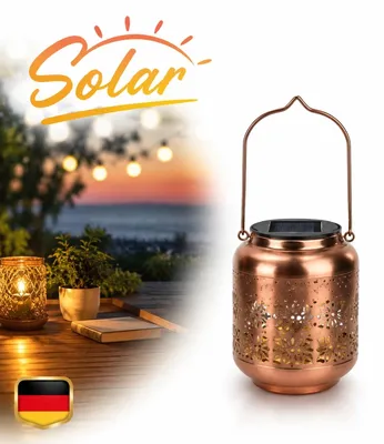 Image de Solarlaterne, éclairage solaire LED, motif papillon, métal, cuivre, éclairage de jardin