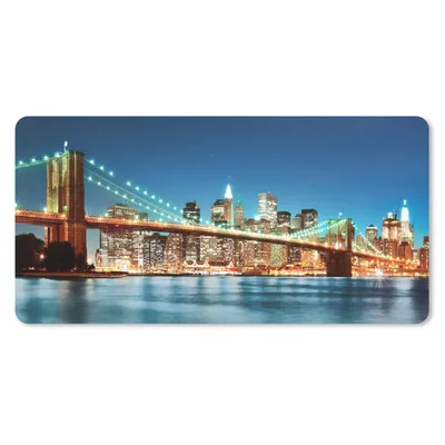 Produktbild von MuchoWow® Schreibtischunterlage New York - Brücke - Architektur - Brooklyn - Licht 80x40 cm - XXL Mauspad - Gaming Mauspad