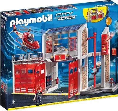 Produktbild von PLAYMOBIL® Konstruktions-Spielset City Action Große Feuerwache mit Soundeffekten, Feuerwehr Wache, (Life Hubschrauber, Spielset, Jungs & Mädchen)