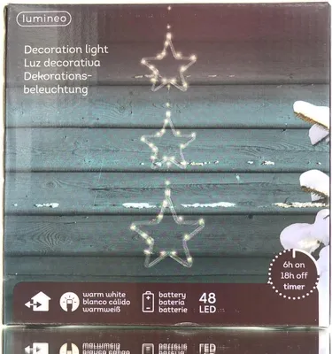 Produktbild von Lumineo Batterie Micro-LED 3 Sterne Transparent 0,58 Meter 48 Lichter - warmweiß