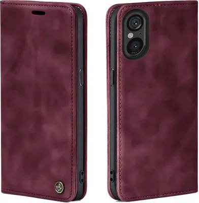 Produktbild von Handy Hülle für Sony Xperia 5 V Klapphülle Bookcase Flip Cover Handy Tasche Etui Farbe: Weinrot