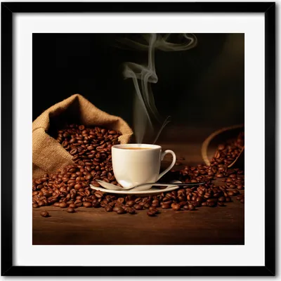Produktbild von Bild - 50 cm x 50 cm - MDF - Rahmen, Wandkunst - Kaffee in einer Tasse