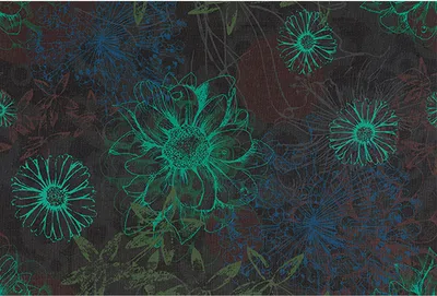 Produktbild von Tadessi Fototapete | Blumen | 4.00 m x 2.70 m | Grün | Blau | Wandbild | Digitaldruck