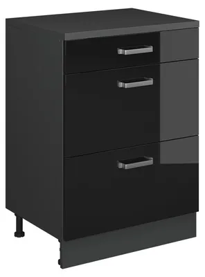 Zdjęcie produktu dla Komoda rozszerzająca Vicco Rion Czarny połysk/Antracyt 60 x 46 cm bez skosu z 3 szufladami, Model 60760