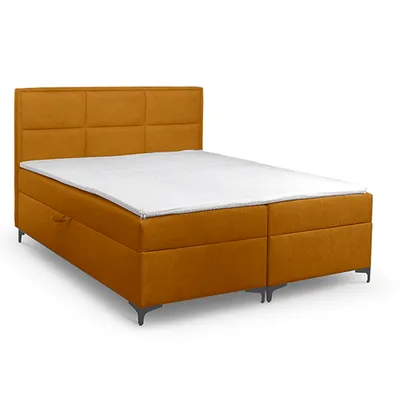 Produktbild von BETTSO Boxspringbett mit 2x Bettkasten Gepolstert Doppelbett mit Matratze und Topper Polsterbett für das Schlafzimmer VADUZ 120x200cm Honiggelb