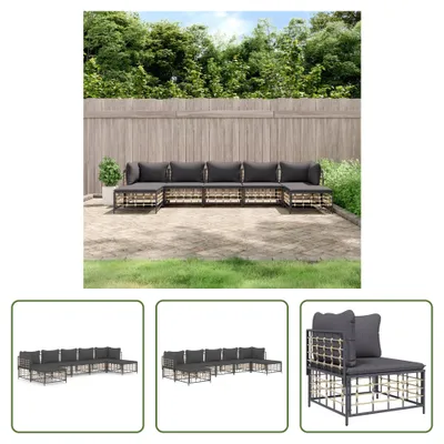 Produktbild von The Living Store 7-tlg. Garten-Lounge-Set mit Kissen Anthrazit Poly Rattan