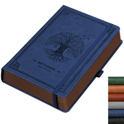 Produktbild von Notizbuch A5 Blanko 320 Seiten Kunstleder-Hardcover Blau Stiftschlaufe Gummiband