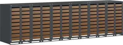 Produktbild von vidaXL Wagenmüllbehälter für 6 Behälter 408 x 77,5 x 115,5 cm Stahl