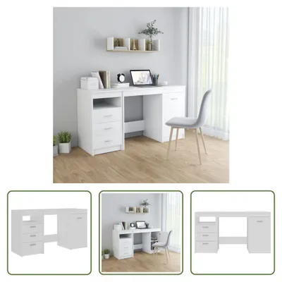 Produktbild von The Living Store Schreibtisch Weiß 140x50x76 cm Holzwerkstoff