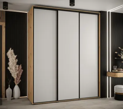 Obrázok produktu pre Šatníková skriňa ASIRI 1 - 190/60 cm, dub artisan / biela / čierna