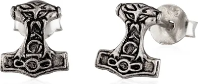 Produktbild von Paar Celtic Ohrstecker 925 Silber Wikinger Thors Hammer Keltische Ohrringe 3048
