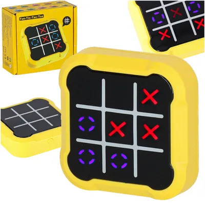 Zdjęcie produktu dla Kółko krzyżyk gra elektroniczna logiczna tic tac toe konsola przenośna żółta