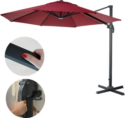 Produktbild von Gastronomie-Ampelschirm MCW-A96, Sonnenschirm, rund Ø 4m Polyester Alu/Stahl 27kg  bordeaux ohne Ständer