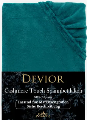 Produktbild von Devior Cashmere Touch Spannbettlaken 180x200 - 200x200 cm petrol Bettlaken bis 22cm Matratzenhöhe Winter Warm Kuschelig