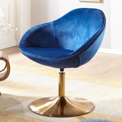 Krzesło do  sarin velvet niebieski / złoty 70x79x70 cm designerskie krzesło obrotowe | Wohnling