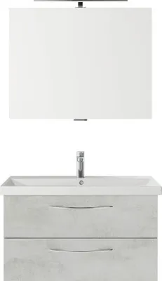 Produktbild von pelipal Badmöbel-Set xpressline 4035 BxHxT 90 x 200 x 43,5 cm Frontfarbe grau mit Waschtisch Keramik weiß und Waschtisch