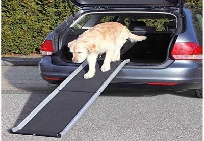 Image de Tapis de voiture pliable pour chien, noir et gris, 38 x 155 cm, avec revêtement antidérapant