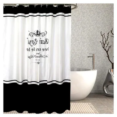 Imagen del producto de Cortina de ducha con propiedades anti-moho, diseño en blanco y , 100x180 cm