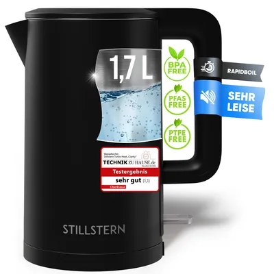 Produktbild von Stillstern Wasserkocher mit Edelstahl Filter [1,7L - 2200W] Wasserkocher mit Präzisionsausguss und Anti-Fingerprint Beschichtung, Schnelles Aufheizen, Teekocher Camping, Matt Finishing