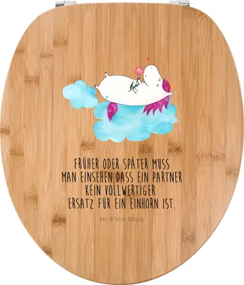 Produktbild von Mr. & Mrs. Panda Klo-Deckel Einhorn Verliebt - Transparent - Geschenk, Klobrille, Wolke, Unicorn, Toilettendeckel, WC Brille, klo deckel, WC-Sitz, Klodeckel, Einhörner