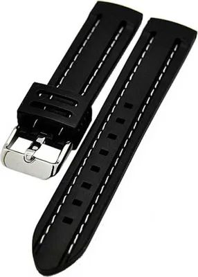 Produktbild von Uhrenarmband Silikon SCHWARZ mit weisser Naht 22mm Taucher NEU