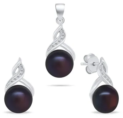 Immagine prodotto di Incantevole set di gioielli in argento con perle nere SET276WBC ( Orecchini, ciondoli)