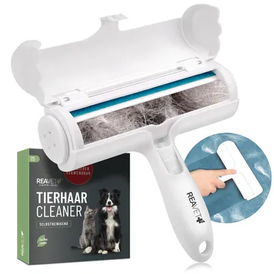 Produktbild von REAVET Tierhaarentferner Fusselrolle wiederverwendbar I Flusenroller Tierhaare Kleidung Hund, Katze I Flusenentferner für Haustiere, Fusselbürste I Hundehaare & Katzenhaare entfernen