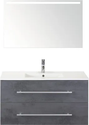 Obrázek produktu pro Koupelnový nábytkový set Sanox Stretto barva čela beton antracitově šedá ŠxVxH 101 x 170 x 39 cm s keramickým umyvadlem a zrcadlem s LED osvětlením