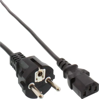 Produktbild von InLine Netzkabel, Schutzkontakt gerade auf Kaltgerätestecker C13, 1m, schwarz, 1 m, C13-Koppler