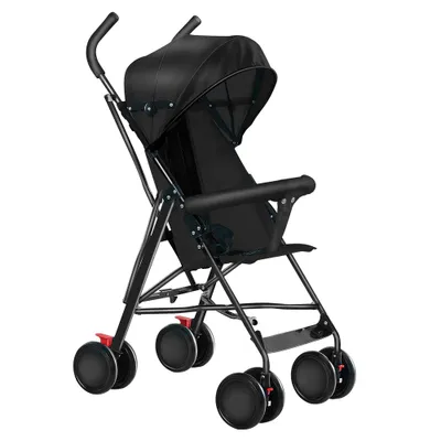 Produktbild von Buggy Kinderwagen zusammenklappbar Leicht 0-4 Jahre mit Regenschutz Schwarz