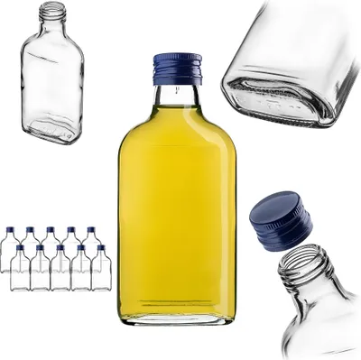 Immagine prodotto di Fiaschetta KADAX 200ml, 10 pezzi, bottigliette di vetro con tappo a vite, fiaschette, bottiglie vuote da riempire, mini bottiglie di liquore, bottiglie di grappa (blu)