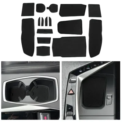Image de Compatibles avec la Peugeot e-3008 e3008 2024 2025 : tapis en caoutchouc pour la console centrale, tapis antidérapants pour la e-3008, tapis de sol antidérapants en caoutchouc pour la e-3008 GT Allure 2024 (noirs).