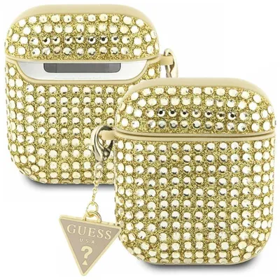 Produktbild von Guess Rhinestone Triangle Charm - Etui AirPods 1/2 gen (złoty)