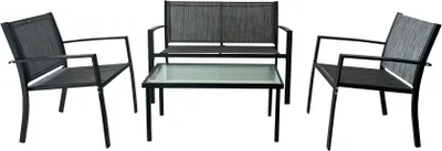 Immagine prodotto di Salotto da giardino Rebecca Mobili Achiote 75x110x58 Acciaio Poliestere Grigio scuro Nero Moderno SET 4 pz