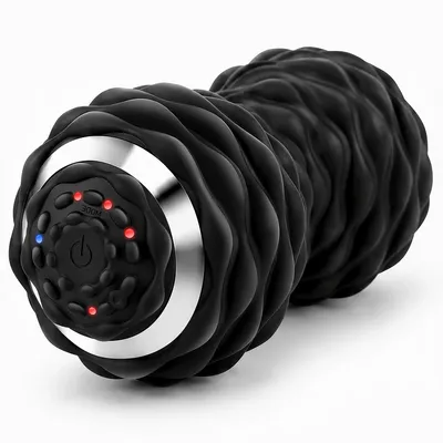 Produktbild von Vibrations-Massageroller für Plantarfaszien, 4 Geschwindigkeiten, Erdnuss-Massageball, Tiefengewebe-Faszienmassage für Fußsohlen, Nacken und Rücken