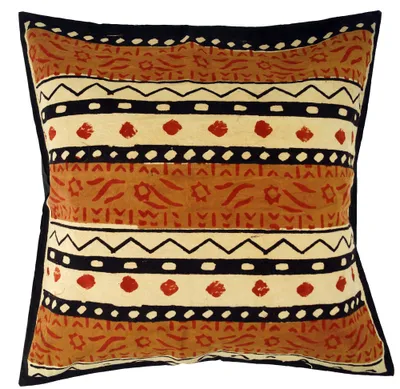 Produktbild von Kissenbezug Blockdruck, Dekokissen Bezug, Kissenhülle Ethno, Traditionelle Herstellung - Muster 8, Rot, Baumwolle, Größe: 40*40 cm