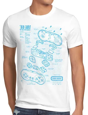 Produktbild von style3 SNES Controller Blaupause Herren T-Shirt 16-Bit Videospiel