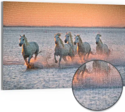Produktbild von DEQORI Hybrid Leinwand Bild 90x60 cm 'Abendliche Freiheit' Wandbild Glas flach modern