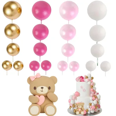 Immagine prodotto di Set di 33 decorazioni per torte a forma di orsetto rosa, ideali per feste