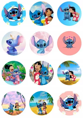 Produktbild von Essbar 12 Muffins Lilo and Stitch Tortenaufleger Torte Tortenbild Zuckerbild Premium 0,6mm (LSMuff01)