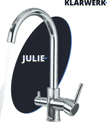 Produktbild von JULIE | 3 Wege Premium Chrom glänzend Trinkwasser Armatur |Edelstahl Osmose Wasserhahn Küche | Mischbatterie - 360 Grad drehbar | Filter 3 Anschlüsse
