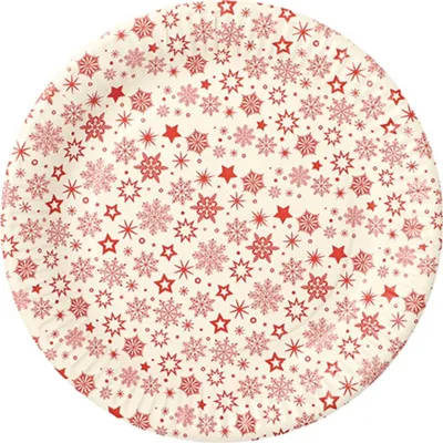 Produktbild von Runde Pappteller „Schneeflocken“ 23 cm 30 Stück.