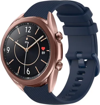 Produktbild von Strap-it Samsung Galaxy Watch 3 41mm Luxus-Silikonarmband (Dunkelblau)