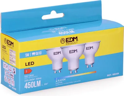 Image de Kit 3 Ampoules Led Gu10 5w Froide éclairage Led Gu10 Froid Et économique - Edm