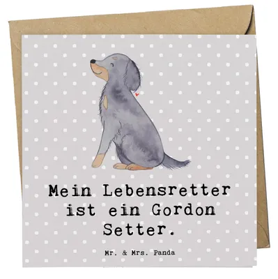 Produktbild von Mr. & Mrs. Panda Grußkarte Gordon Setter Lebensretter - Grau Pastell - Geschenk, Jagdhund, faltkarte, Shetter, anlasskarte, doppelkarte, Glückwunschkarte, Klappkarte