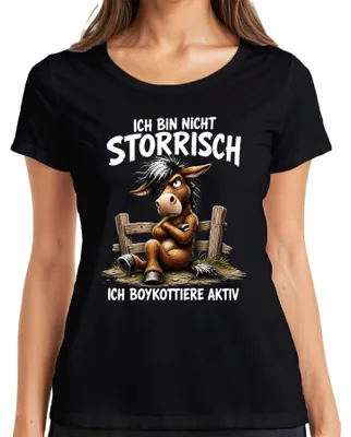 Productafbeelding van Ik ben niet koppig, ik boycot actief. Statement dames T-shirt, zwart, maat XL