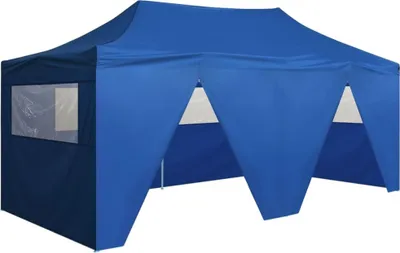 Immagine prodotto di Gazebo Pieghevole con 4 Pareti 3x6m Acciaio Blu