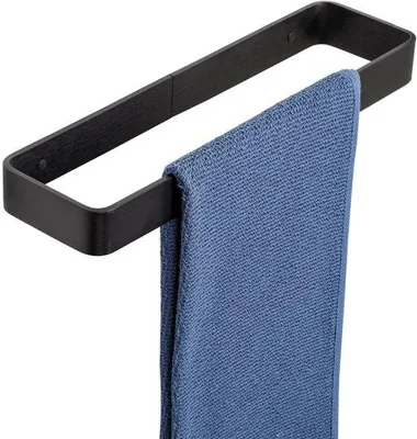 Zdjęcie produktu dla Czarne aluminiowe wieszaki na ręczniki 30 cm, samoprzylepne