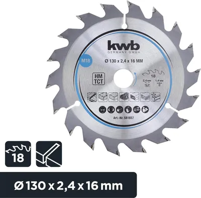 Immagine prodotto di kwb 581857 Hartmetall Kreissägeblatt 130 x 16 mm 1 St. (581857)